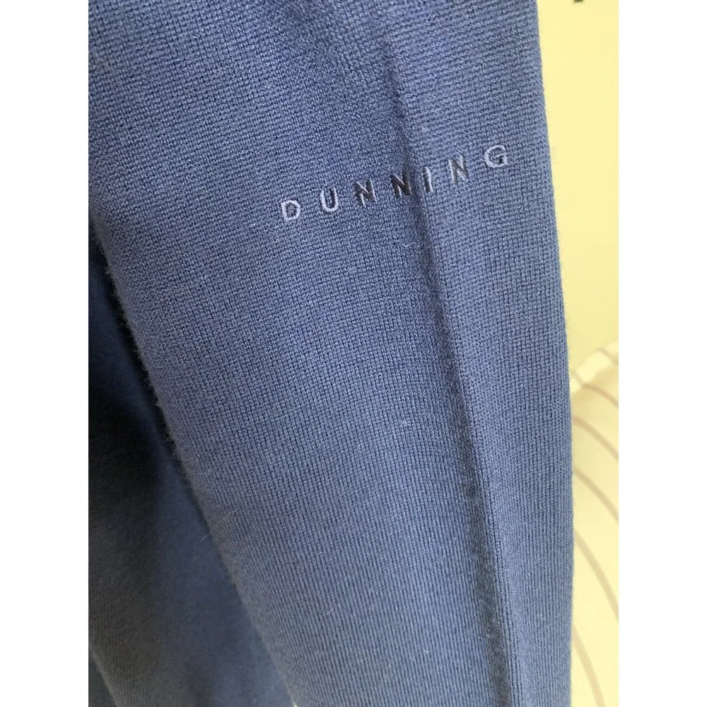 Dunning Golf Merino Wool Sweater Mens M‎ Blue V-Neck Pullover Logo Classic Fit